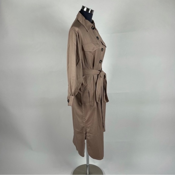 Balloon Sleeve Button Front Midi Dress - Picture 8 of 15